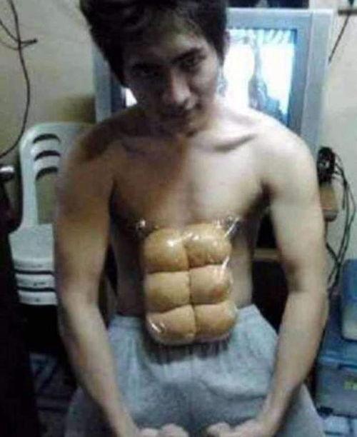 搞笑大肚秒变腹肌